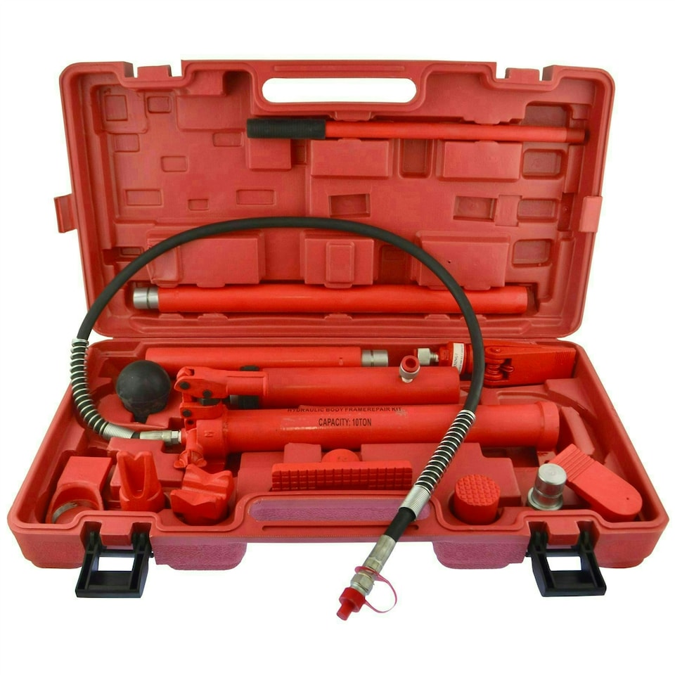 image 1 of 10 Ton Portable Hydraulic Auto Body Dent Frame Repair Kit Porta Pack Jack