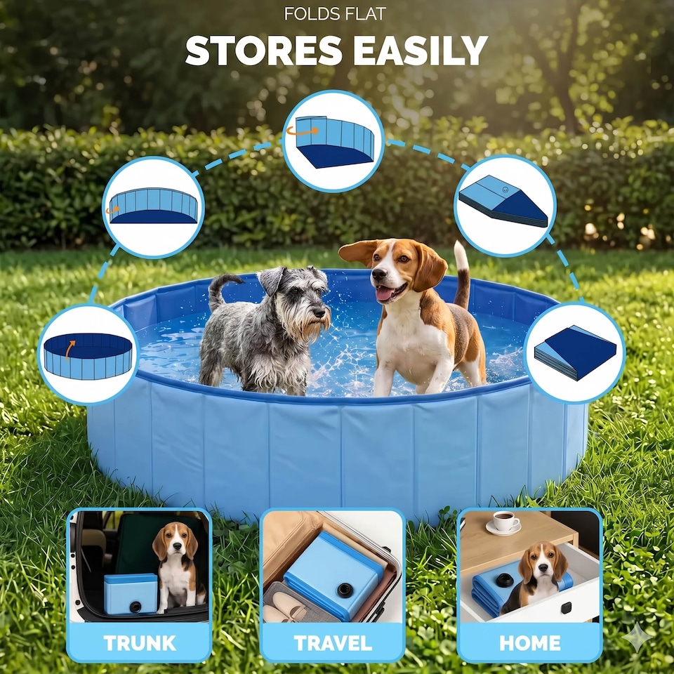 image 1 of Foldable Dog Swimming Pool Heavy Duty PVC Pet Bath Tub