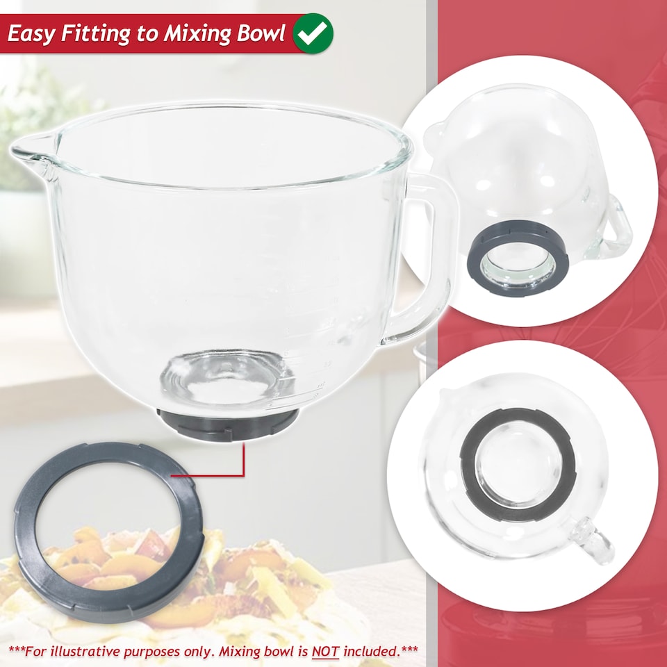 image 1 of SPARES2GO Bowl Ring Nut for Kenwood KMIX KMX75 KMX750 KMX754 KMX760 KMX761 KMX770 Stand Mixer (4 Lugs)