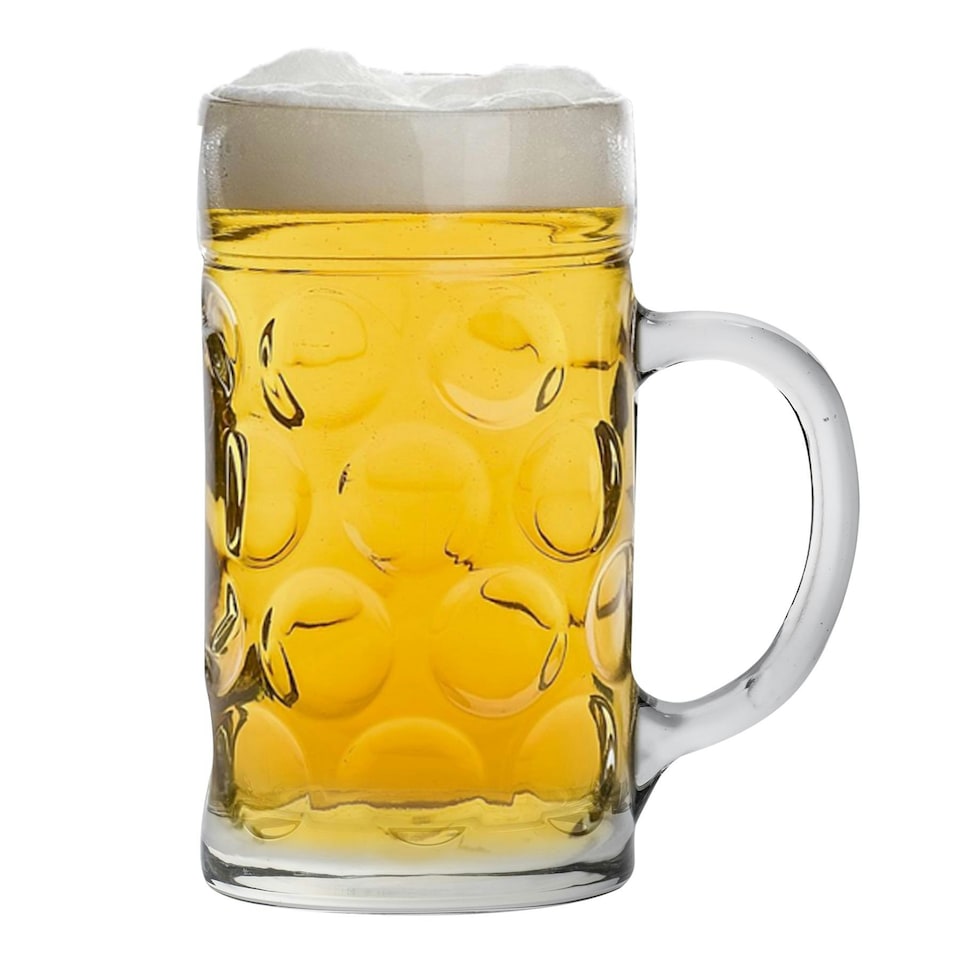 image 1 of Rink Drink Giant Glass German Beer Stein - 2 Pints Clear