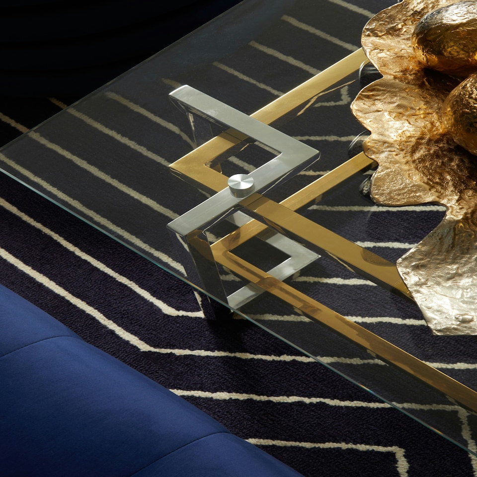 image 1 of Interiors by Premier Glass Top Coffee Table, Gold and Silver Luxury Coffee Table, Modern Style Metal Coffee Table with Glass Top Gold