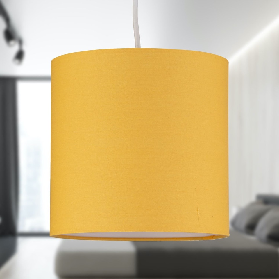 image 1 of Ochre Yellow Textured Cotton 17cm Table Lamp Shade | Yellow | Small | 1