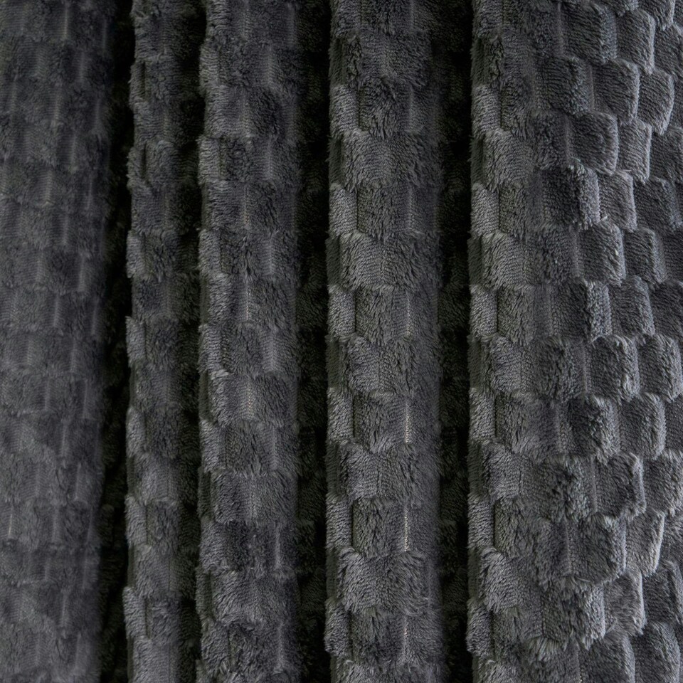 image 1 of OHS Waffle Fleece Soft Thermal Insulated Panel Pair Eyelet Curtains, 66x90" Grey | Charcoal