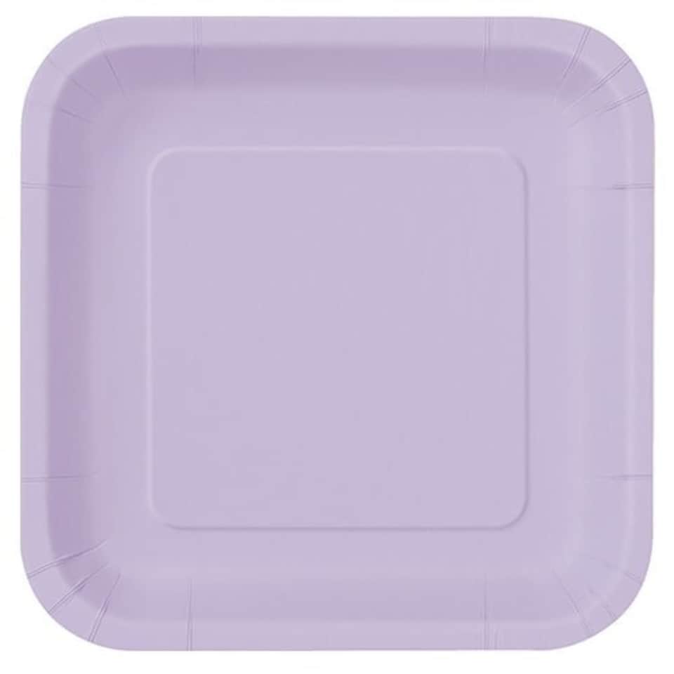 Lilac Square Paper Plates 22cm - Pack of 14