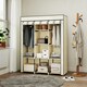 image 7 of HOMCOM Fabric Portable Wardrobe with 8 Shelves 2 Hanging Rails, Cream White Cream