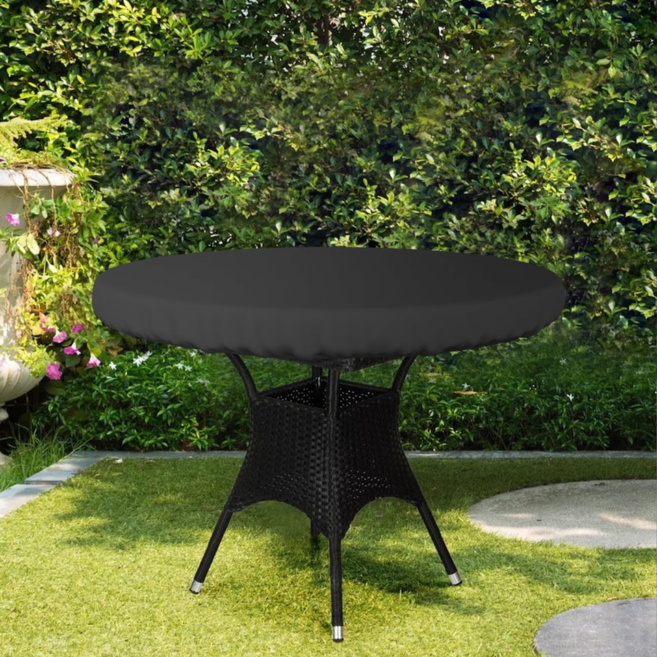 image 1 of Covers&All Waterproof & UV-resistant Round Table Top Cover, 44 in Diameter x 4 in H, Black