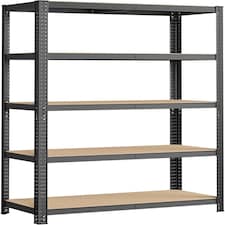 5-Tier Garage Storage Shelving Unit, Adjustable Heavy-Duty Steel Rack, Grey