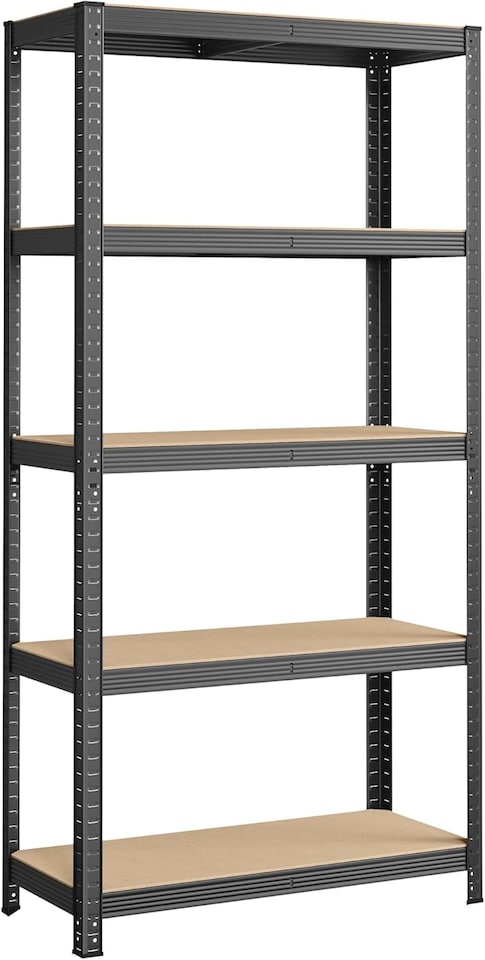image 1 of 5-Tier Garage Storage Shelving Unit, Adjustable Heavy-Duty Steel Rack, Grey