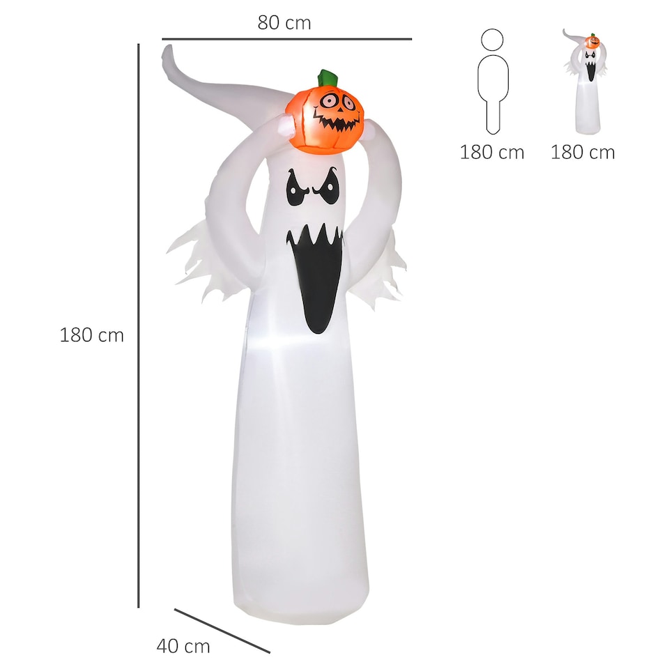 image 1 of HOMCOM LED Floating Ghost Pumpkin Halloween Decoration Mains Powered Vivid 6FT