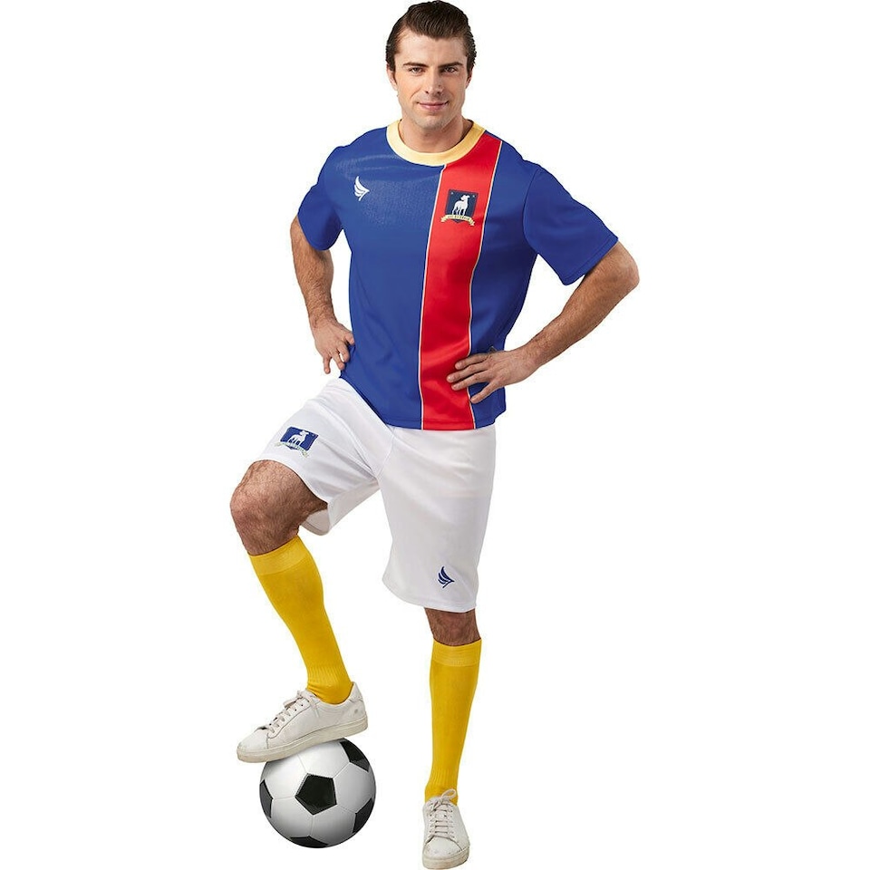 Ted Lasso Mens AFC Richmond Football Kit Costume Set - Blue/White/Red - M M