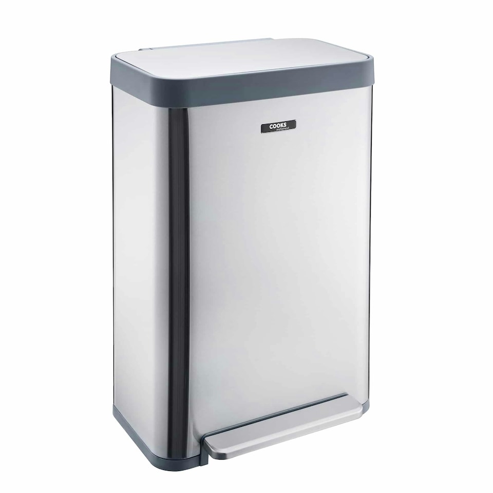 image 1 of Cooks Professional XL Pedal Bin 70L | Single Pedal | Removable Divider for 1 x 70L or 2 x 35L Compartments | Silver