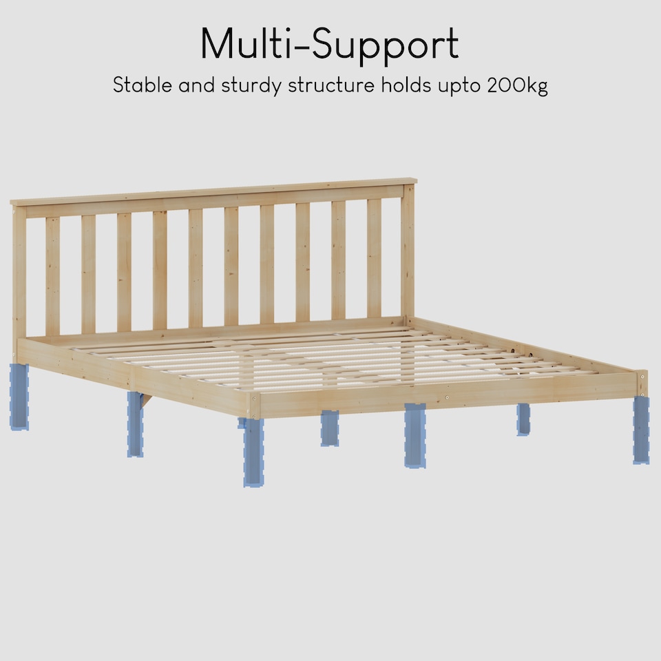 image 1 of Vida Designs Milan 5ft King Size Bed Wood Frame, Low Foot End, Pine, 150 x 200cm