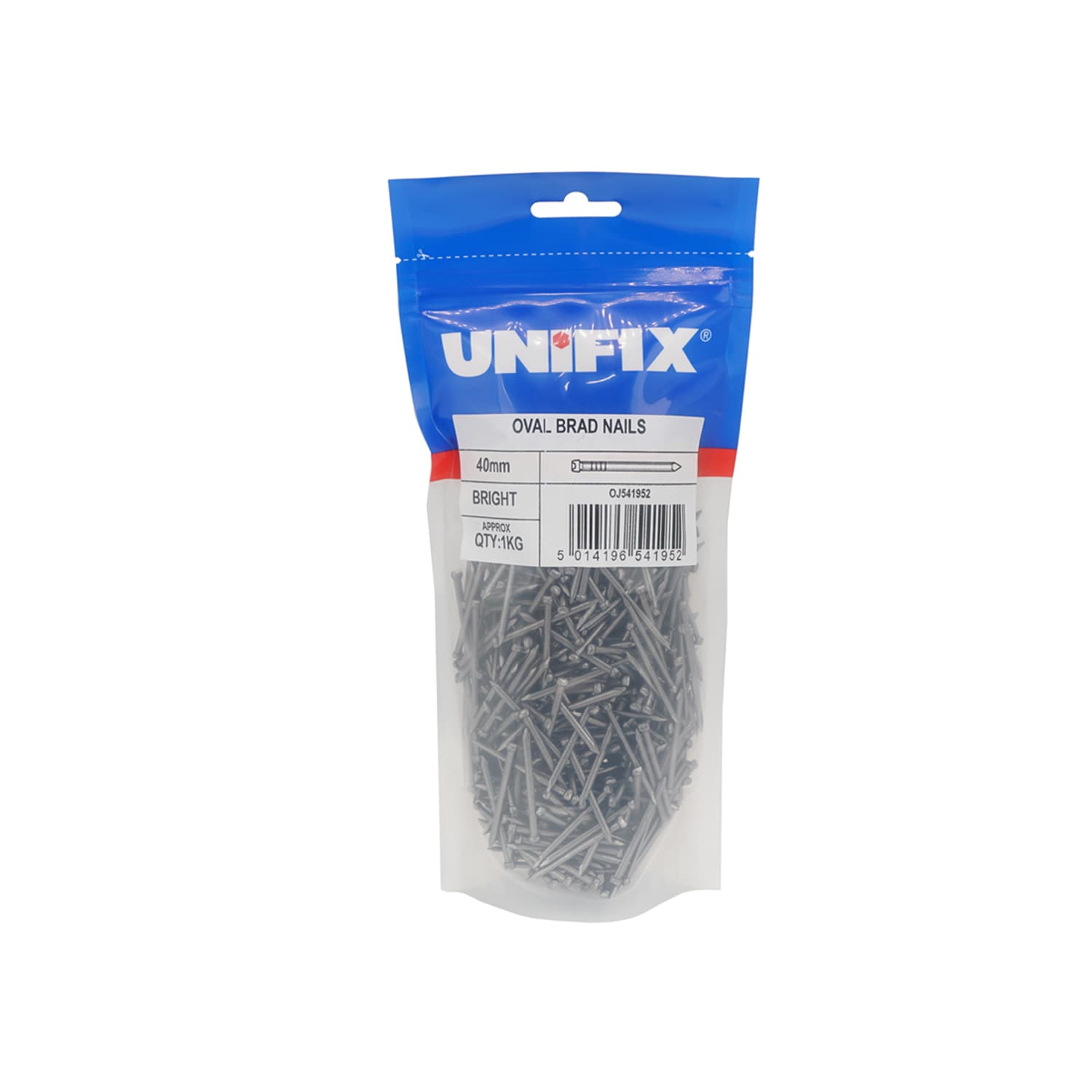 Unifix Bright Oval Brad Nails 75mm 1kg - Box of 5 in Silver