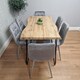 image 3 of Wooden Dining Table and 6 Grey Velvet Chairs - Stylish Dining Room Furniture