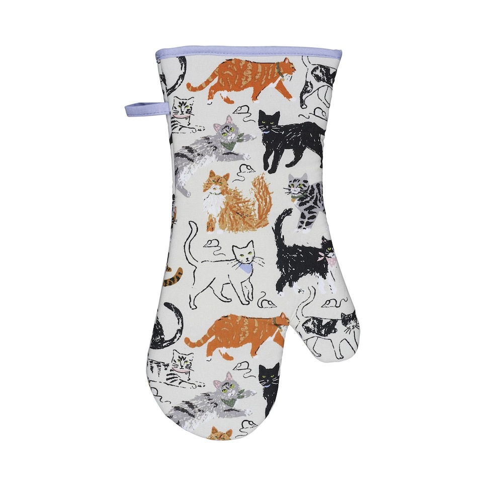 image 1 of Ulster Weavers Feline Friends Gauntlet Oven Glove Grey