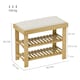 image 3 of HOMCOM Bamboo Shoe Storage Bench, 3-Tier Shoe Bench with Seat Cushion, Shoe Rack for Entryway, Hallway, Living Room, Bedroom, Cream White