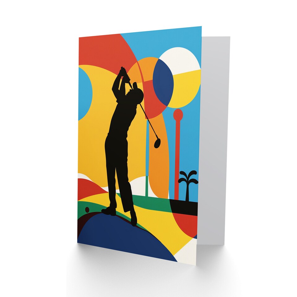 image 1 of Golf Sport Golfer Colourful Abstract Pop Art Birthday Card
