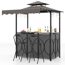 COSTWAY 3-Piece Outdoor BBQ Canopy Grill Gazebo with Awning