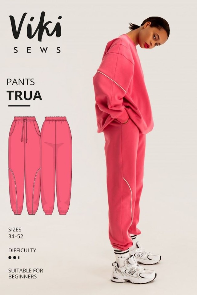 image 1 of Vikisews Trua Pants Paper Sewing Pattern – Women’s Trousers & Sportswear, UK Sizes Uk 4–22, Easy