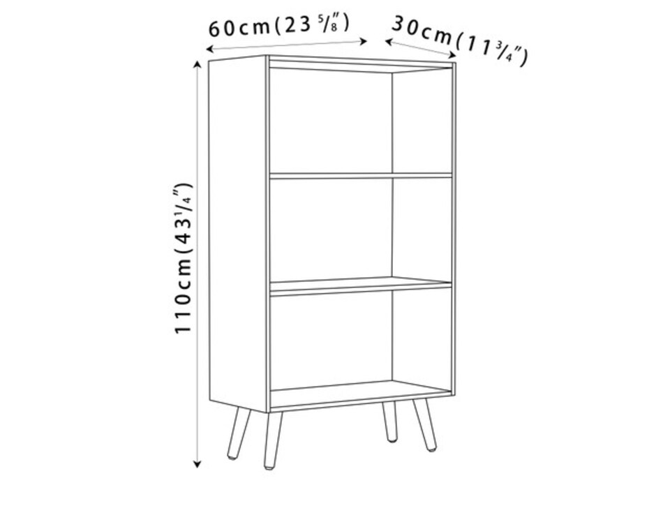 image 1 of URBNLIVING 3 Tier Wide Bookcase With Scandinavian Style Legs | Multi | Beech Bookcase & White Leg | 1