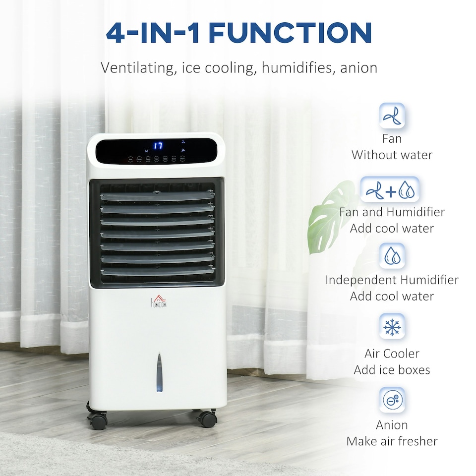 image 1 of HOMCOM Mobile Air Cooler, Evaporative Ice Cooling Fan Humidifier Unit