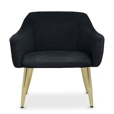 Interiors by Premier Black Velvet Dining Chair, Mid-Century Modern Velvet Dining Chair, Stylish Black and Gold Dining Chair Black
