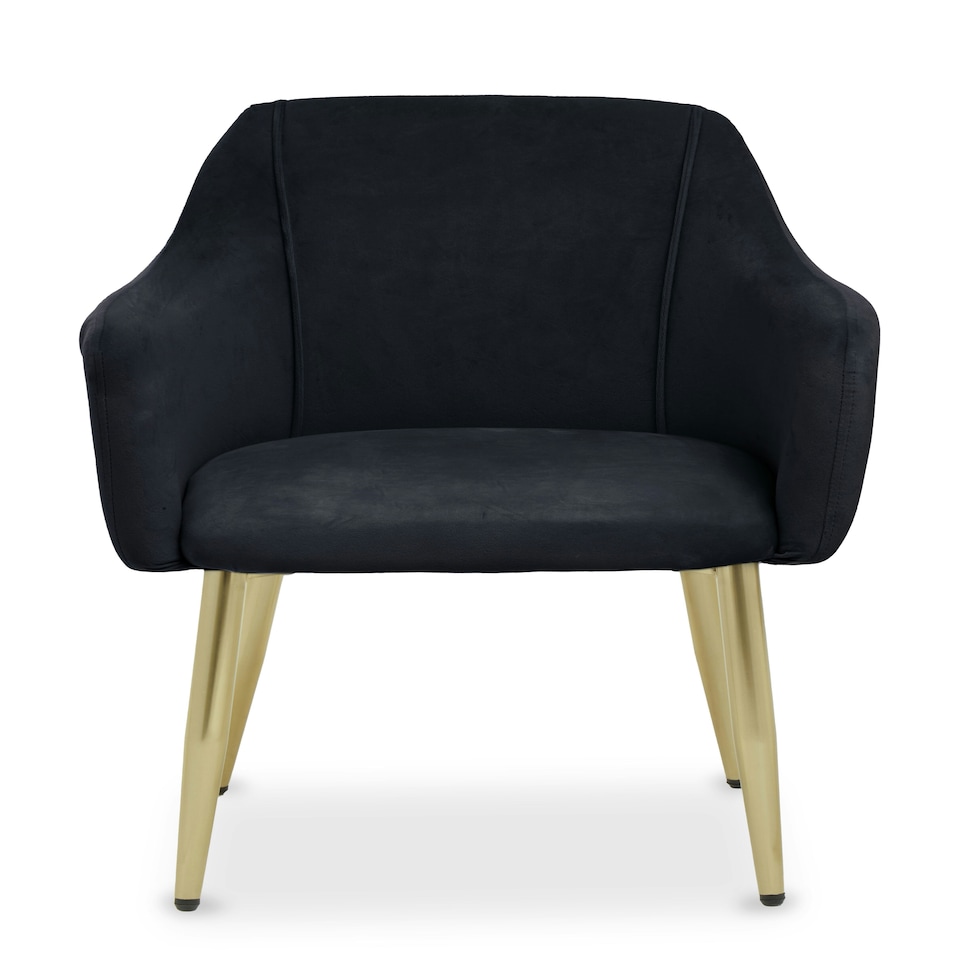 image 1 of Interiors by Premier Black Velvet Dining Chair, Mid-Century Modern Velvet Dining Chair, Stylish Black and Gold Dining Chair Black