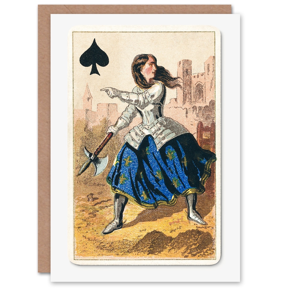 image 1 of E Le Tellier Joan of Arc Queen of Spades Art Greeting Card