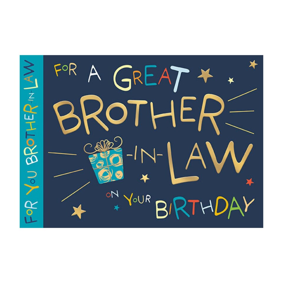 image 1 of Words 'n' Wishes Birthday Card for Brother in Law, Foiled Letters, Multicoloured, 22 x 15.8 cms