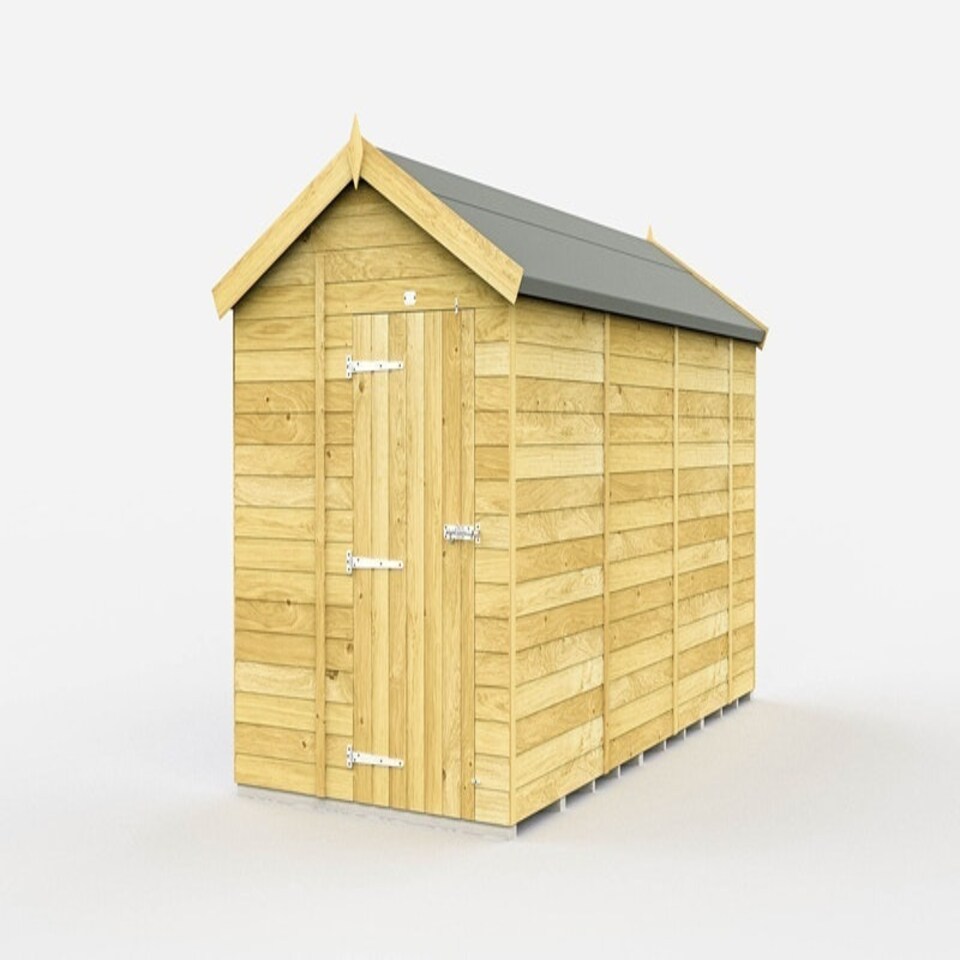 image 1 of 7 x 13 Feet Apex Shed - Single Door Without Windows - Wood - L387 x W214 x H217 cm Brown