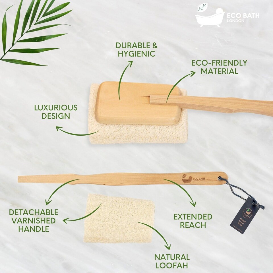image 1 of Eco Bath London Natural Loofah Brush - Wooden Handle, Wet or Dry Use