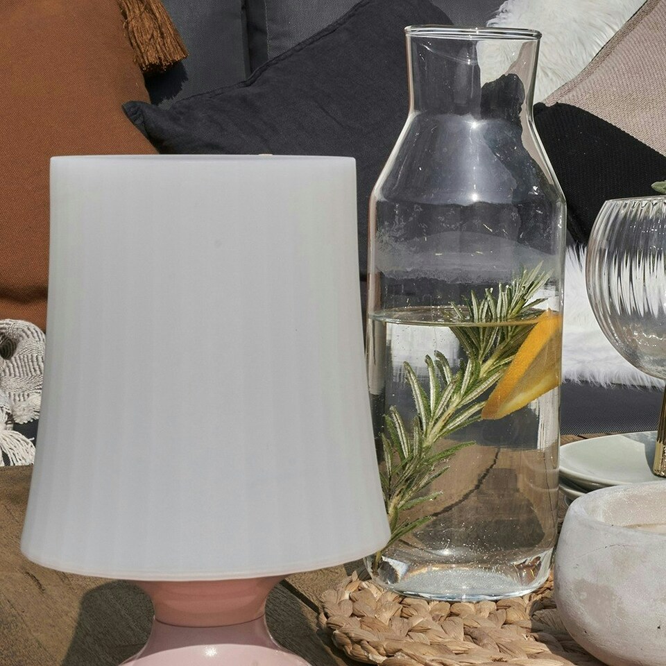 image 1 of ValueLights 3 Pack Wireless Outdoor Battery Operated LED Pink Touch Table Lamps With Shades
