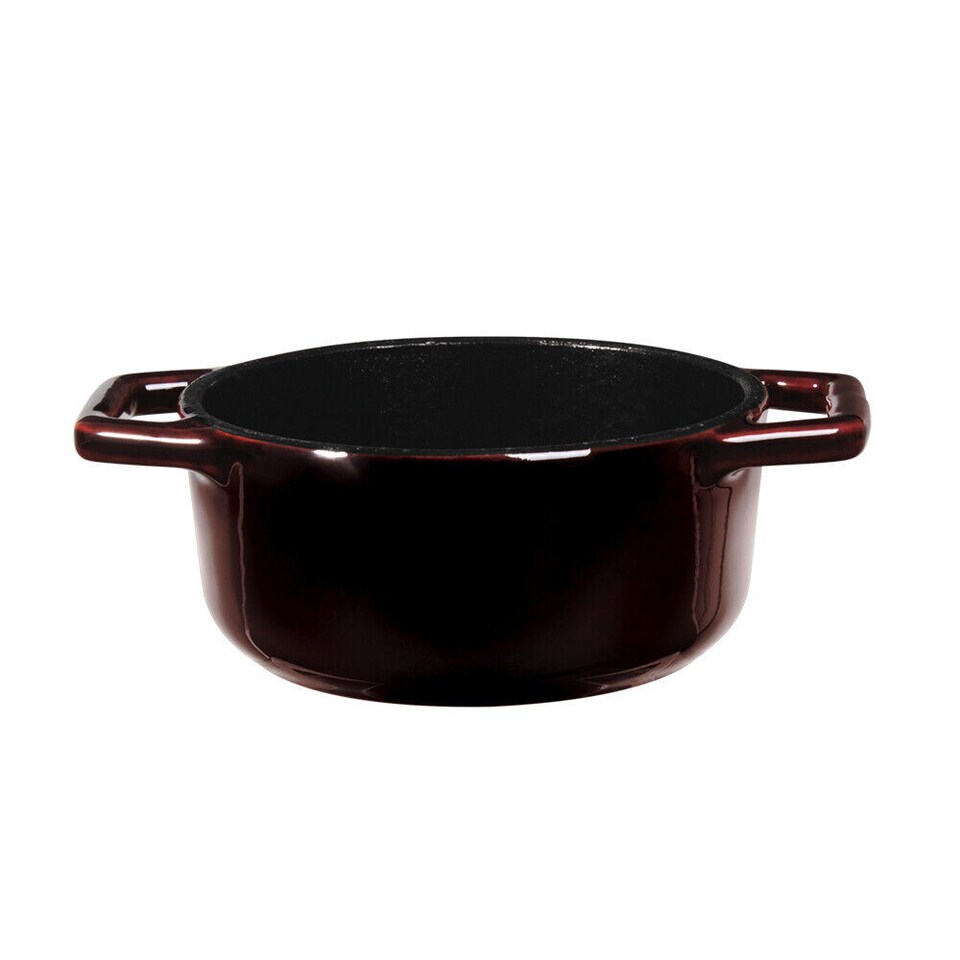 image 1 of Berlinger Haus Metallic Line Cast Iron Burgundy Pots | Black | Not provided | 1