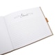 image 5 of Natural Linen Fabric Wedding Day Guest Book with Shiny Gold Rings
