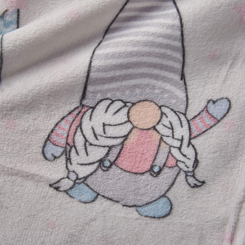 image 1 of Catherine Lansfield Christmas Festive Gnomes Cosy Fleece Blanket Throw