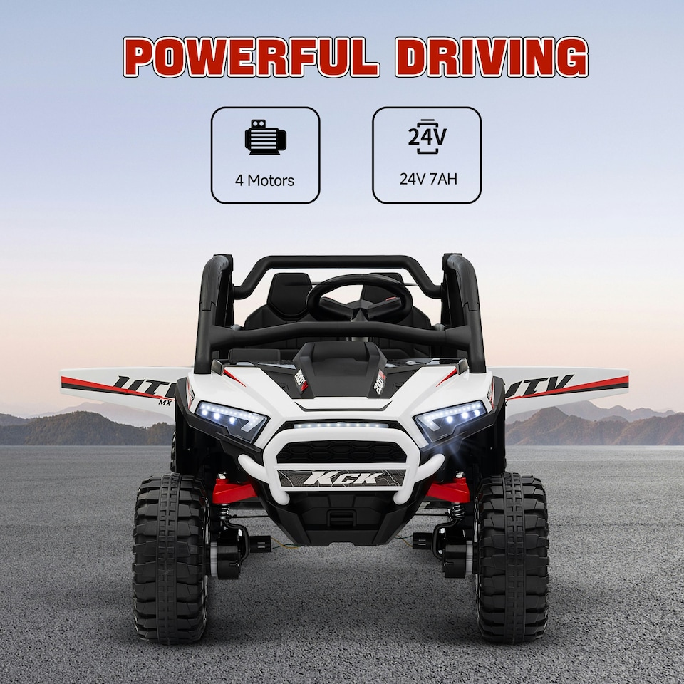 image 1 of AIYAPLAY 2 Seater 24V 7AH Ride on Truck w/ Spring Suspension, White