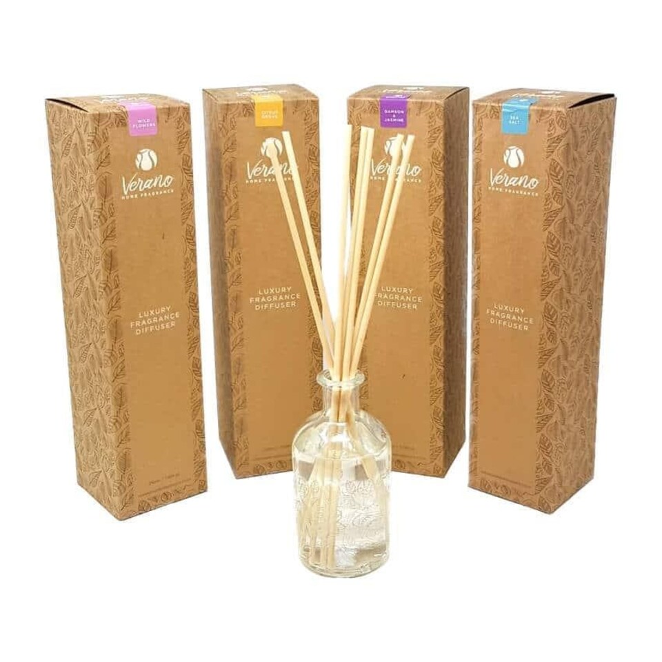 image 1 of Verano Spanish Ceramics Mixed Set of 4 Kraft Gift Boxed Scented Diffusers - 210ml | Multi | 210ml