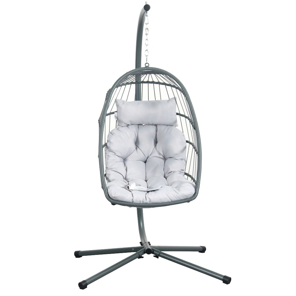 image 1 of Azura Hanging Egg Chair - Swing Pod Egg Chair - Large with deep Grey Cushions