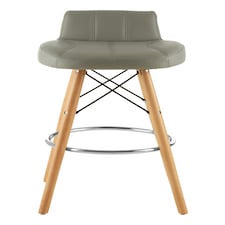 Interiors by Premier Grey Leather Effect Bar Stool, Comfortable Seating Faux Leather Bar Stool, Space-Saver Leather Kitchen Stool