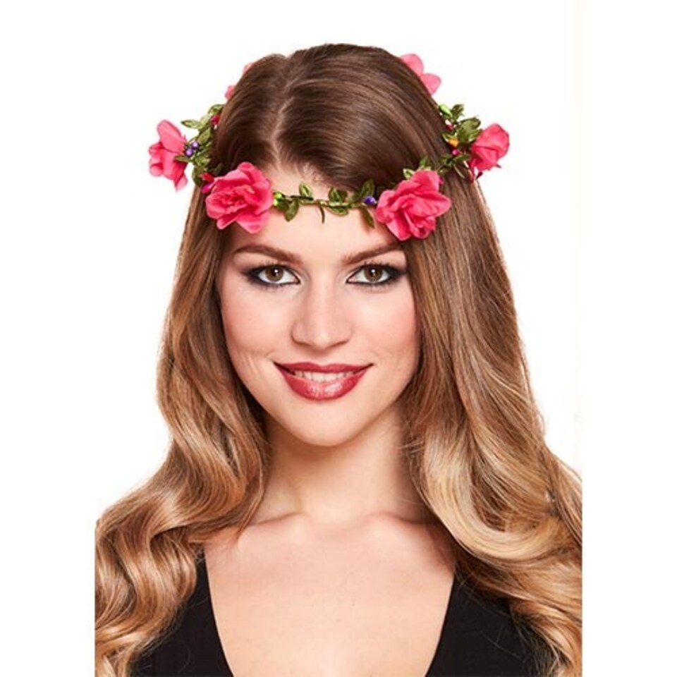Hot Pink Flowers Headband Fancy Dress