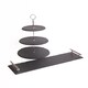 image 1 of 2pc Slate Serving Set with Appetiser Slate 3-Tier Serving Stand and Rectangular Serving Platter with Handles | Black