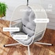 image 4 of Outsunny Hanging Egg Chair w/Stand & Cushions, Dark Grey Grey | Light Grey