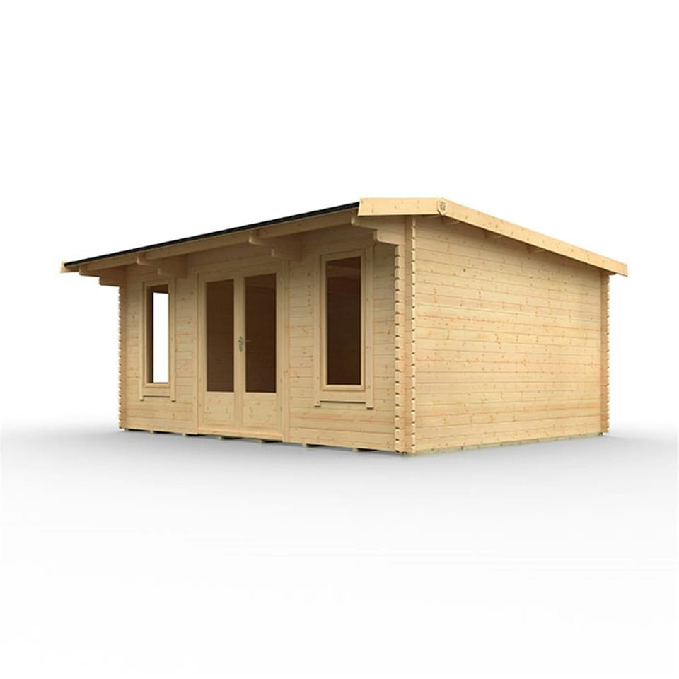image 1 of 16ft x 12ft (4750mm x 3550mm) Horsforth "The Utah" 44mm Log Cabin With 3 Windows