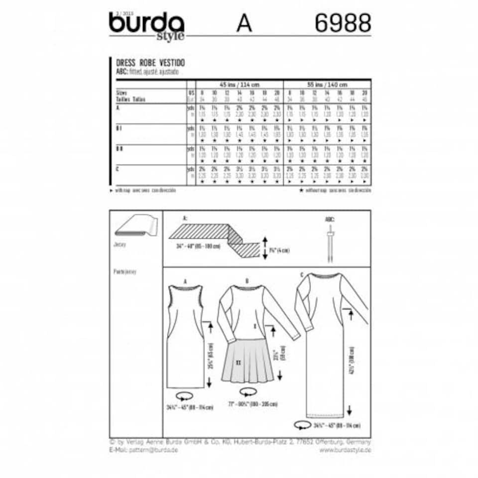 image 1 of Burda 6988 Paper Sewing Pattern – Women’s Dress, UK Sizes 8–20, Easy