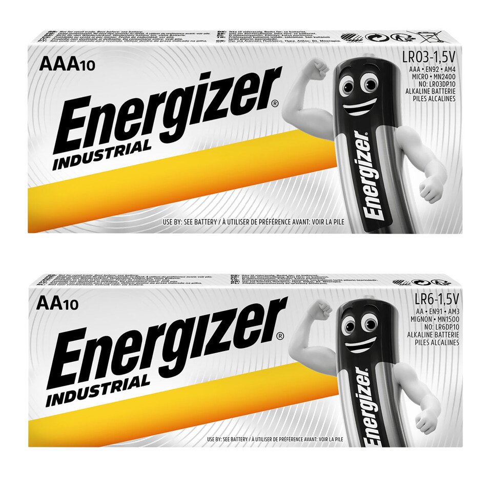 Energizer AA & AAA Industrial Batteries - Pack of 20 (10x AA & 10x AAA) | Chrome | Not provided | 2