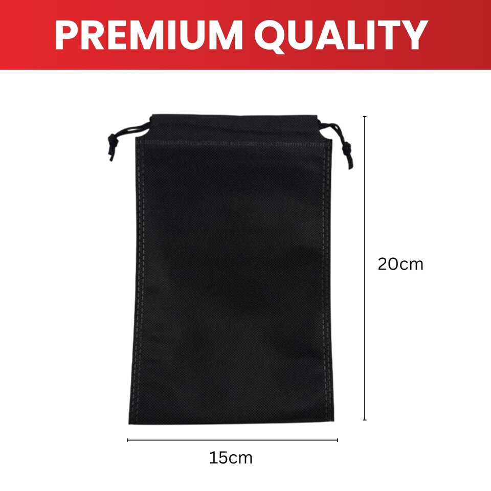 image 1 of Pack of 25 Black Coloured 20x15cm Non-Woven Drawstring Bags | Black