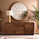 image 1 of Interiors by Premier Two‑Door Three‑Drawer Sheesham & Acacia Sideboard, Solid Natural Wood Buffet Cabinet Brown