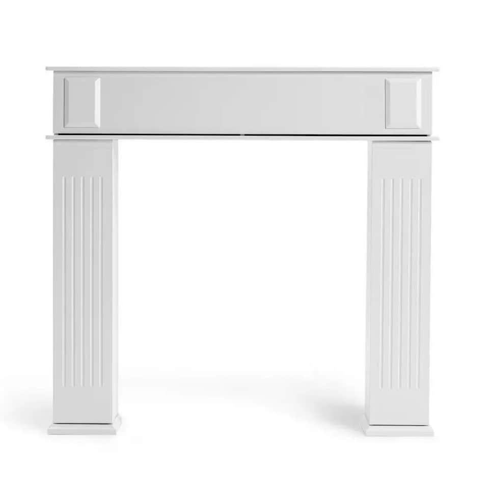 image 1 of Fireplace Storage Cabinet 3-Door Mantelpiece Shelf with 6 Compartments | White | 25 x 117 x 19 | 1