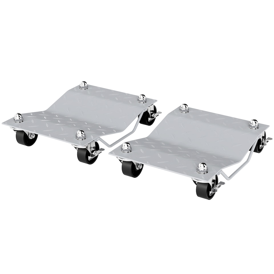 image 1 of DURHAND 2 PCS Car Wheel Dollies with Swivel Casters, 680kg Capacity Car Dolly Skates Wheel Dolly Set with Non-Slip Metal Plates, Grey