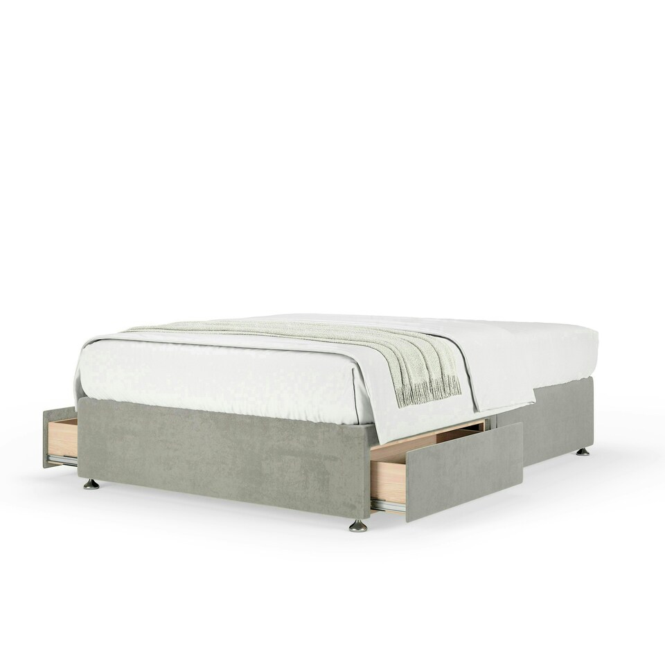 image 1 of Neptune Spring Seal Grey Naples Velvet 2 Drawer Divan Set Single